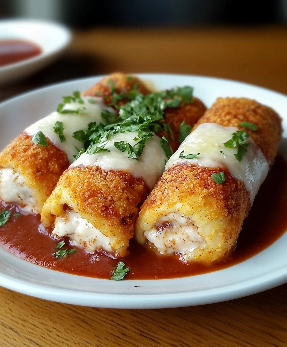 Crispy Chicken Parmesan Rolls