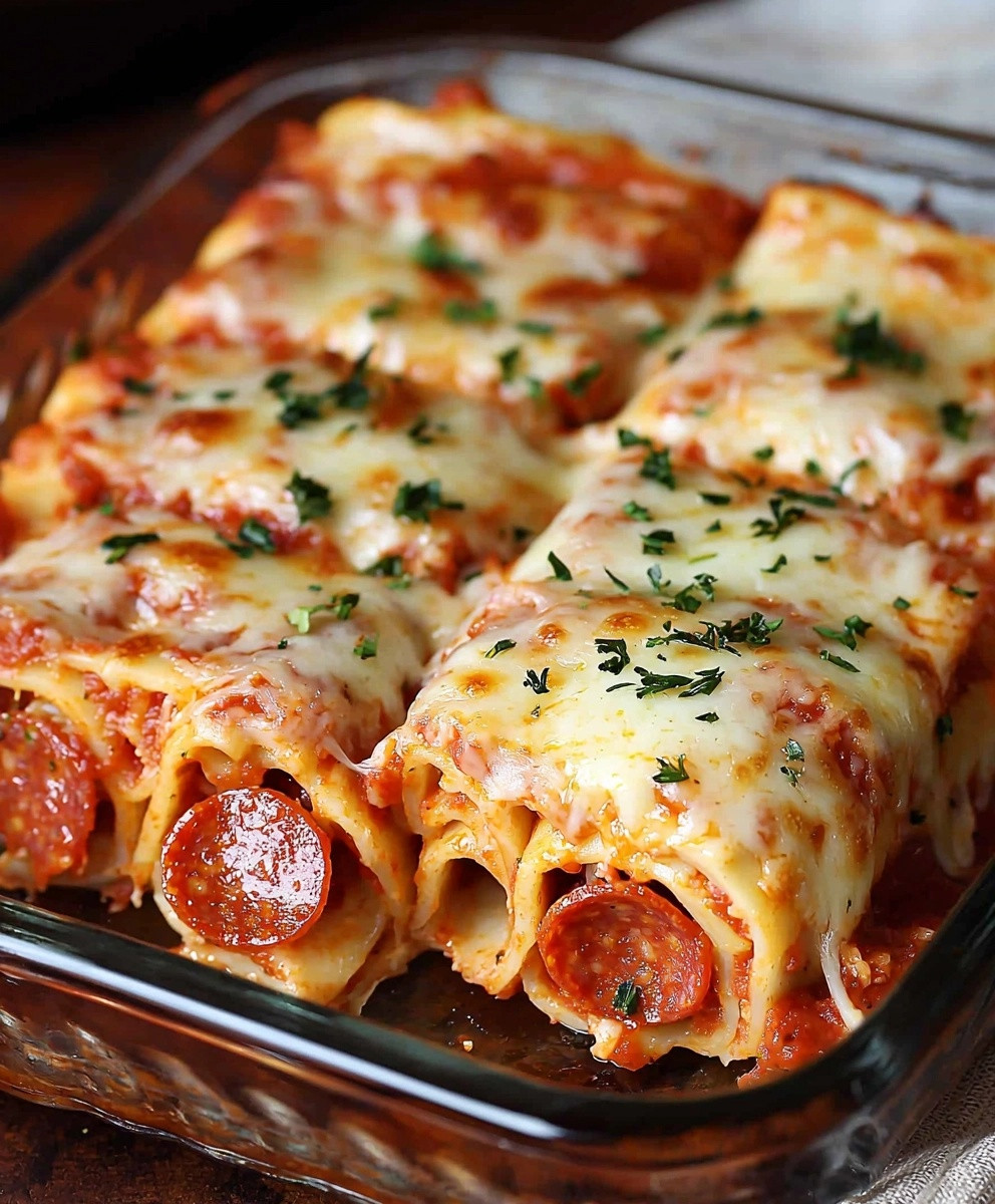 Pepperoni Pizza Lasagna Rolls