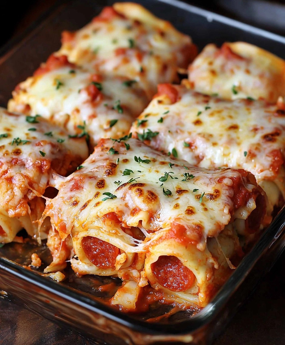 Pepperoni Pizza Lasagna Rolls