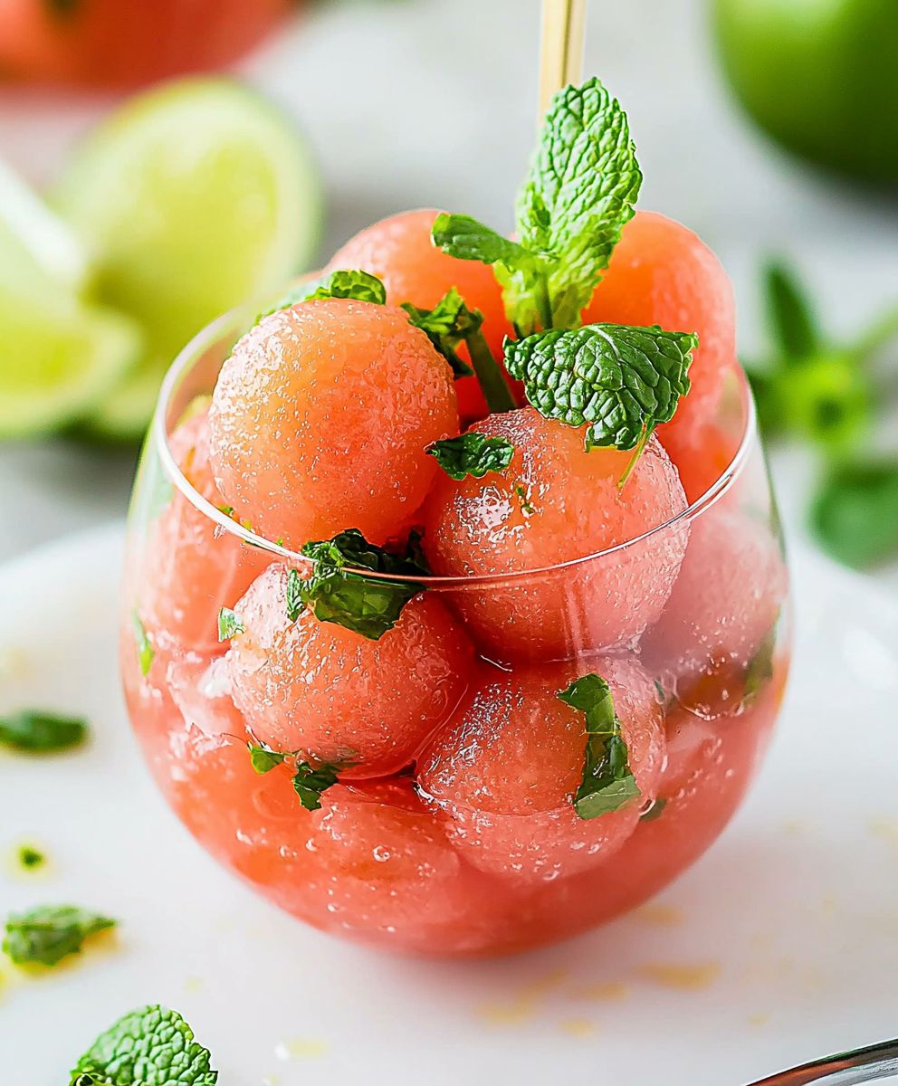 Watermelon balls lime mint