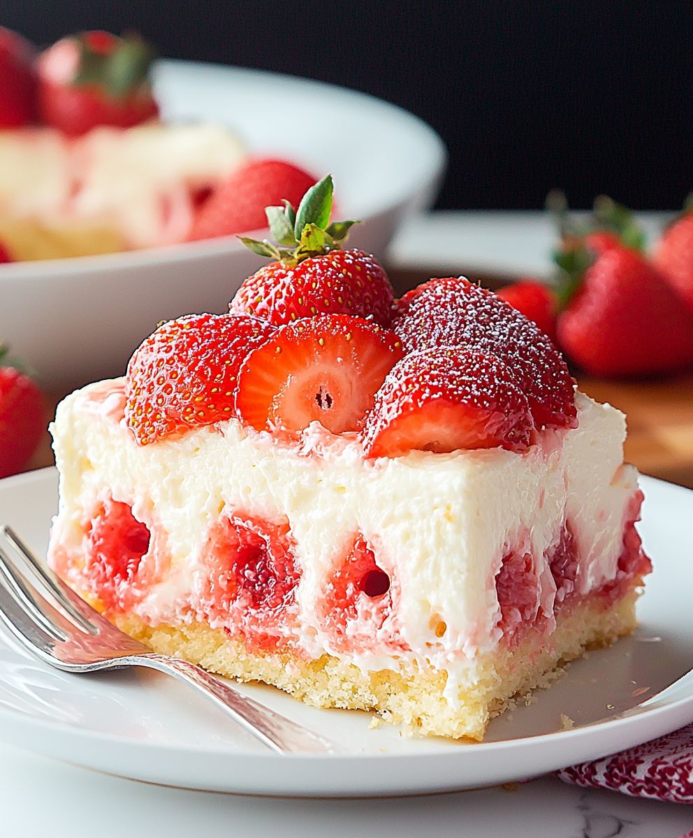 Strawberry Cheesecake Poke Cake
