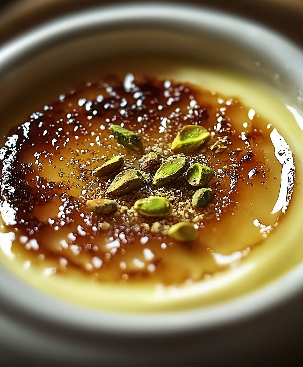 Pistachio creme brulee