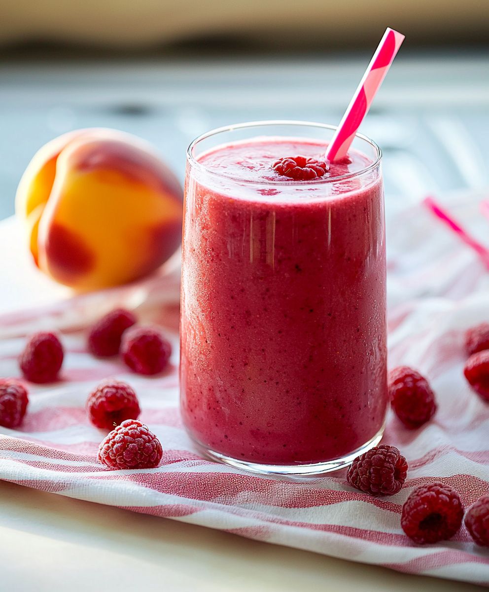 Raspberry peach salad smoothie