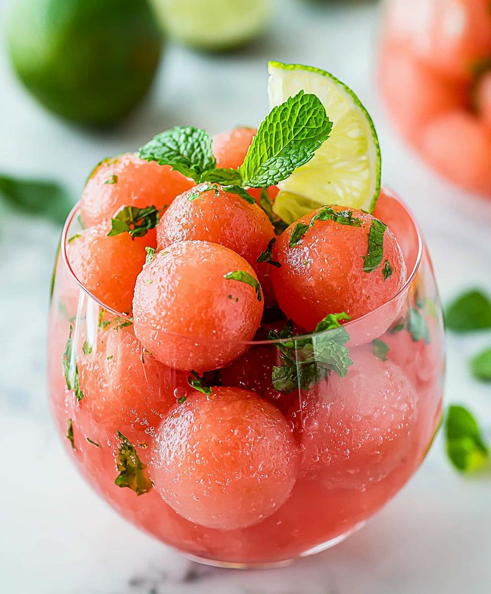 Watermelon balls lime mint