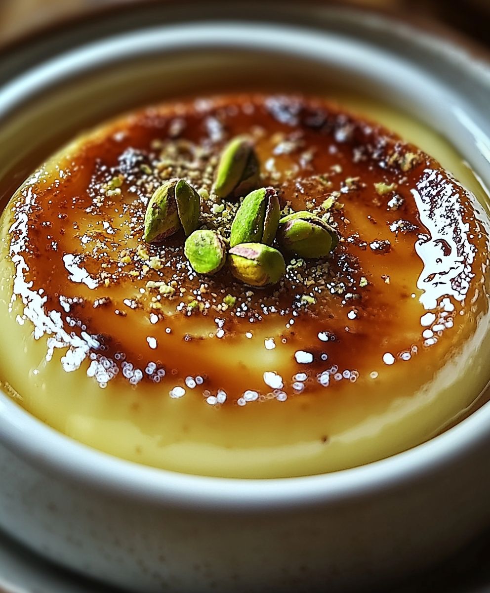 Pistachio creme brulee