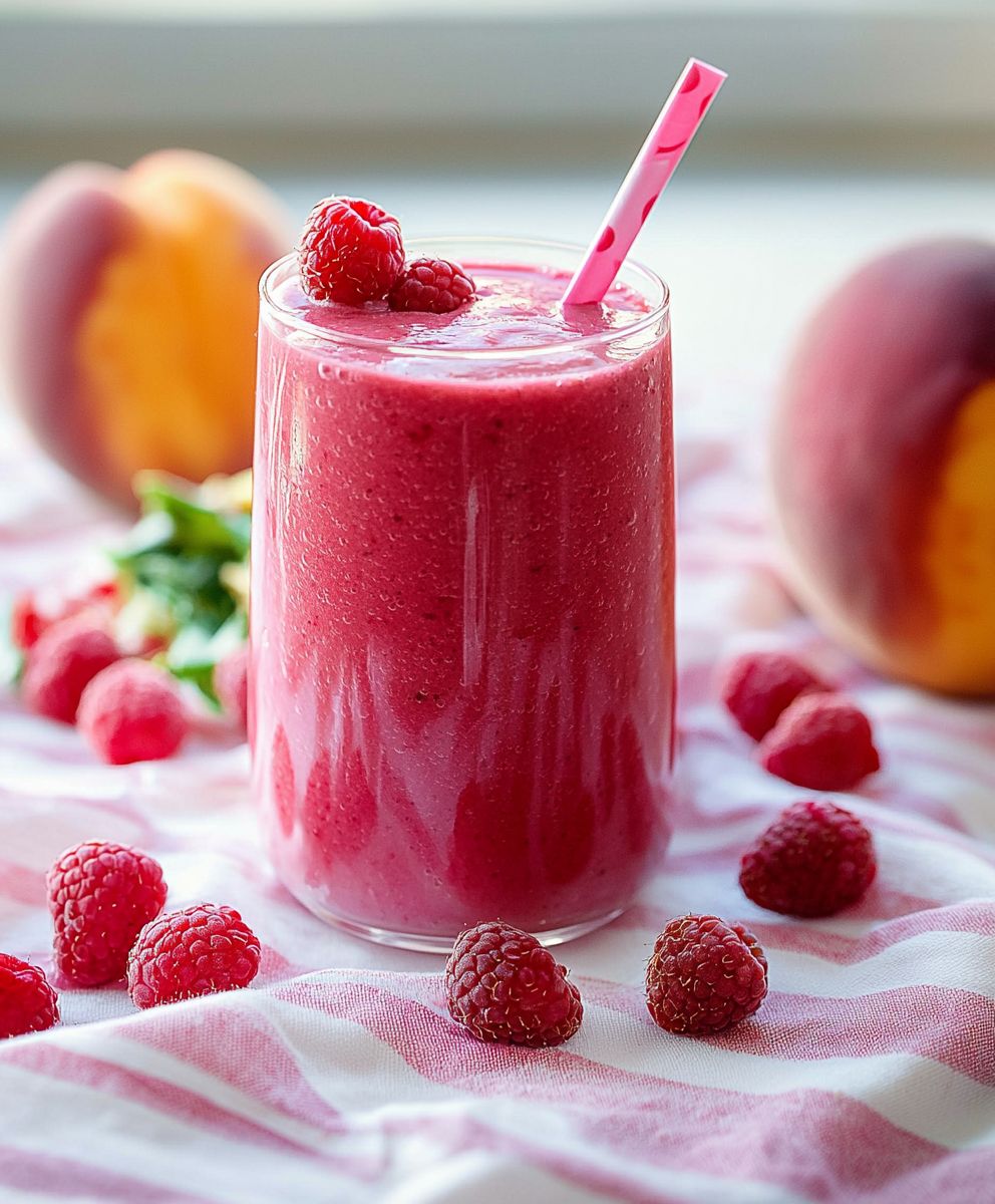 Raspberry peach salad smoothie