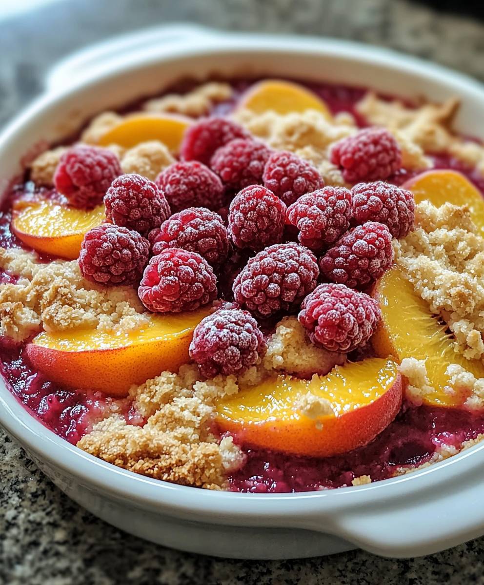 Peach raspberry cobbler