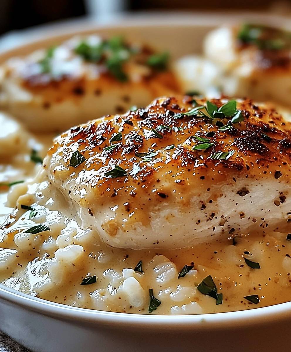 Cheesy Garlic Chicken Rice Bake