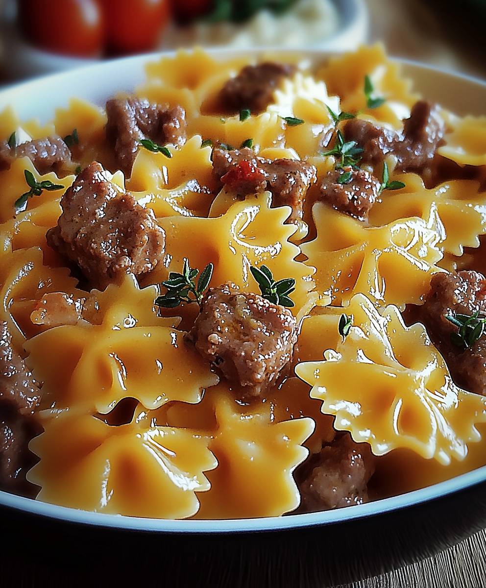 Velveeta beef bowtie pasta