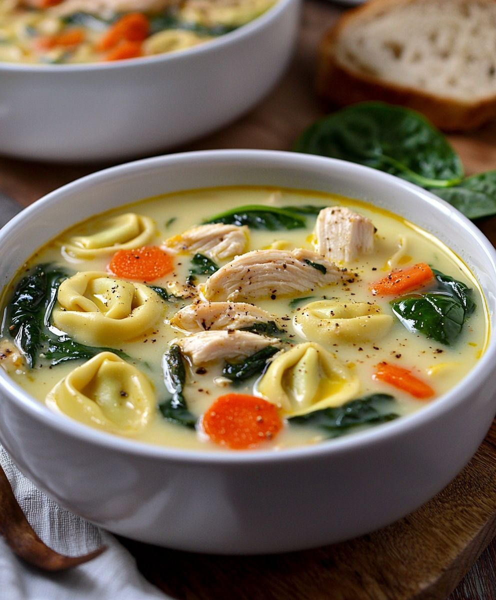 Chicken Spinach Tortellini Soup
