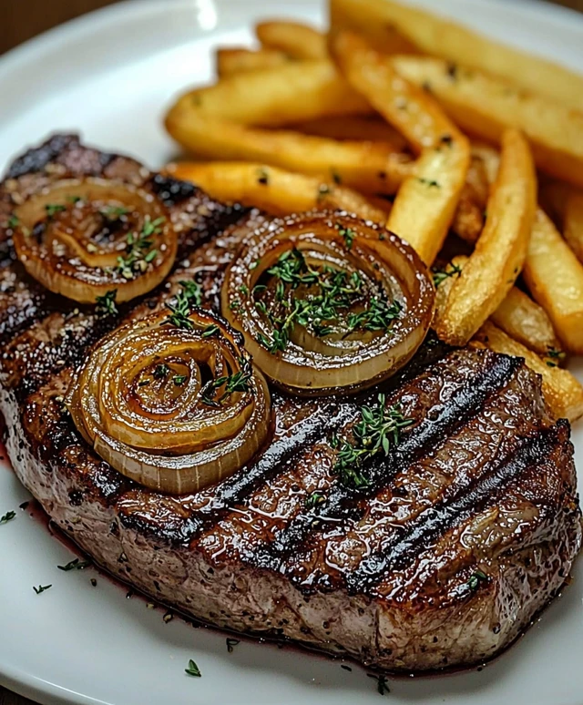 Ribeye Steak with Onions