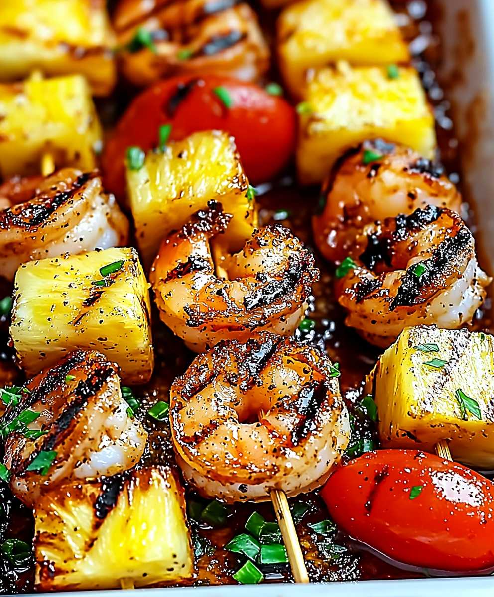 Shrimp pineapple skewers