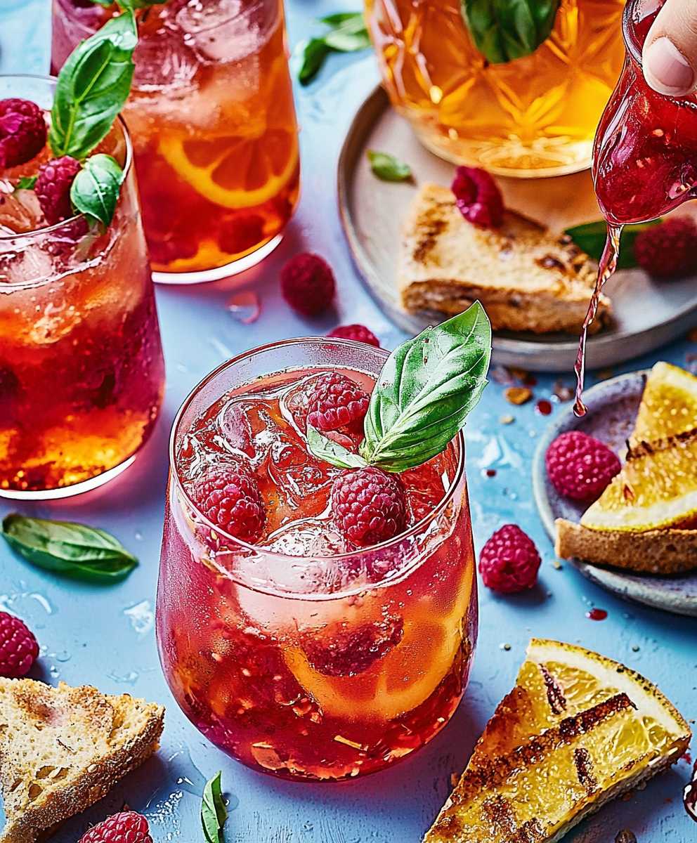 Hibiscus raspberry basil iced tea