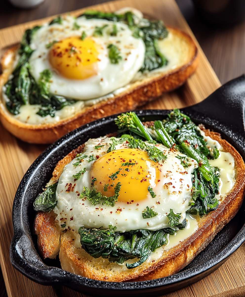 Baked eggs creamy greens
