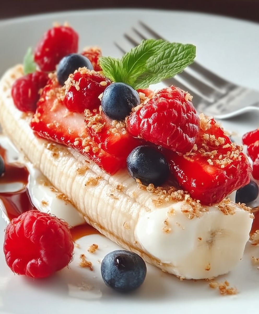 Healthy breakfast banana split