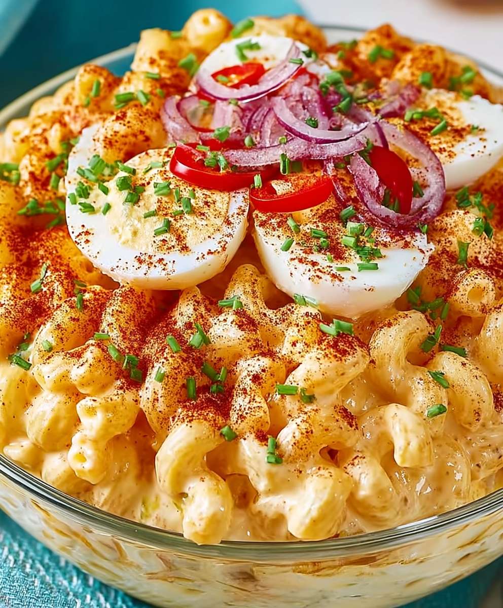 Deviled egg pasta salad
