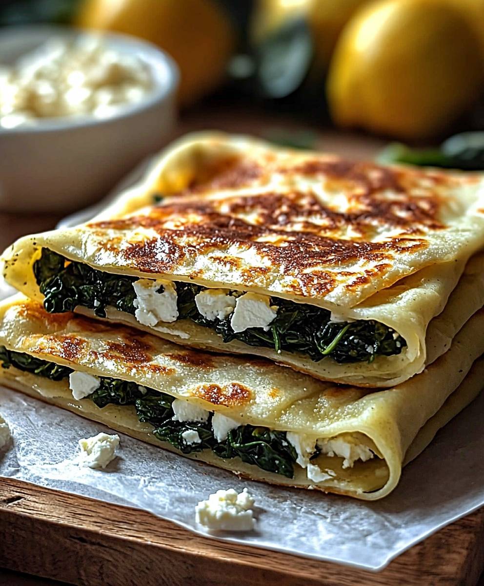 Spinach feta gozleme