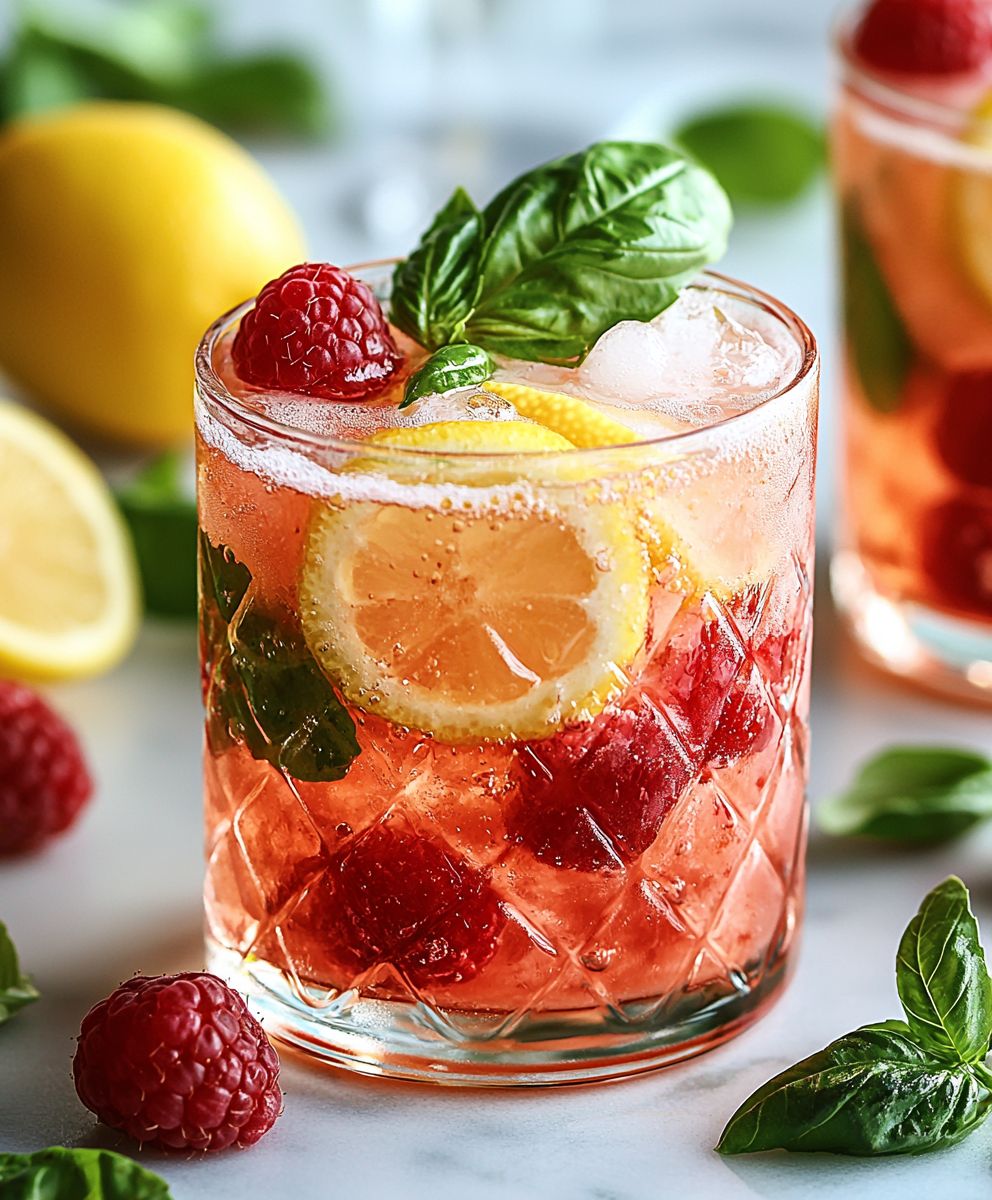 Raspberry Lemon Basil Drink
