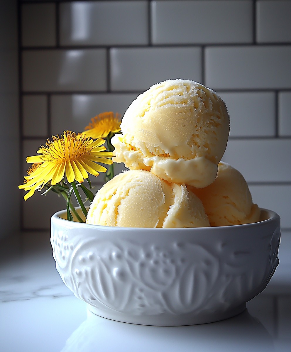 Dandelion honey ice cream