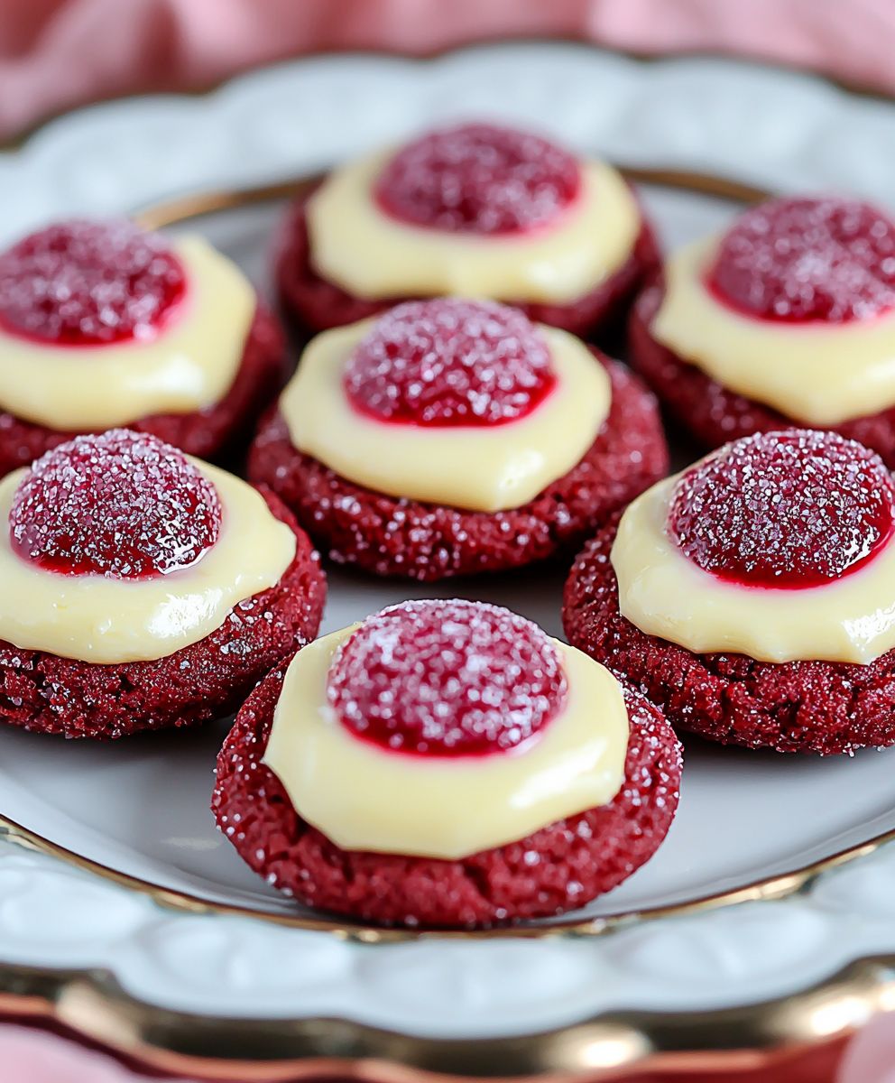 Red Velvet Thumbprint Cookies