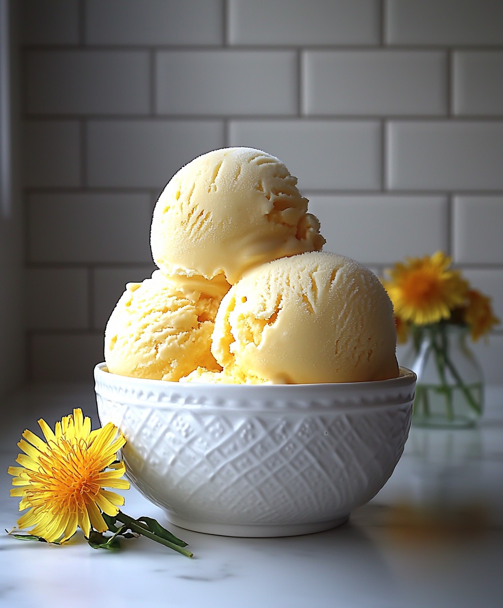 Dandelion honey ice cream