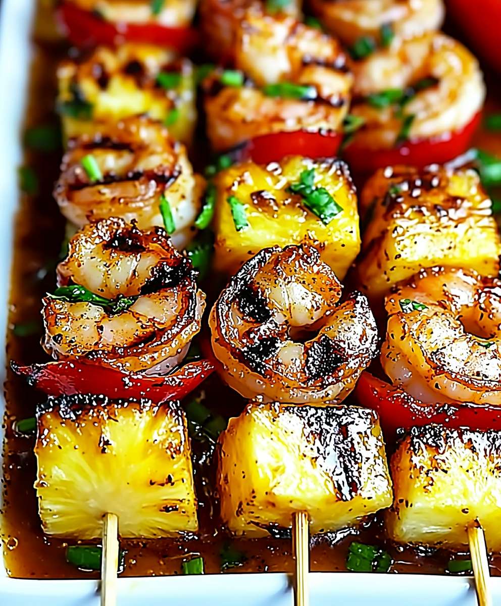 Shrimp pineapple skewers