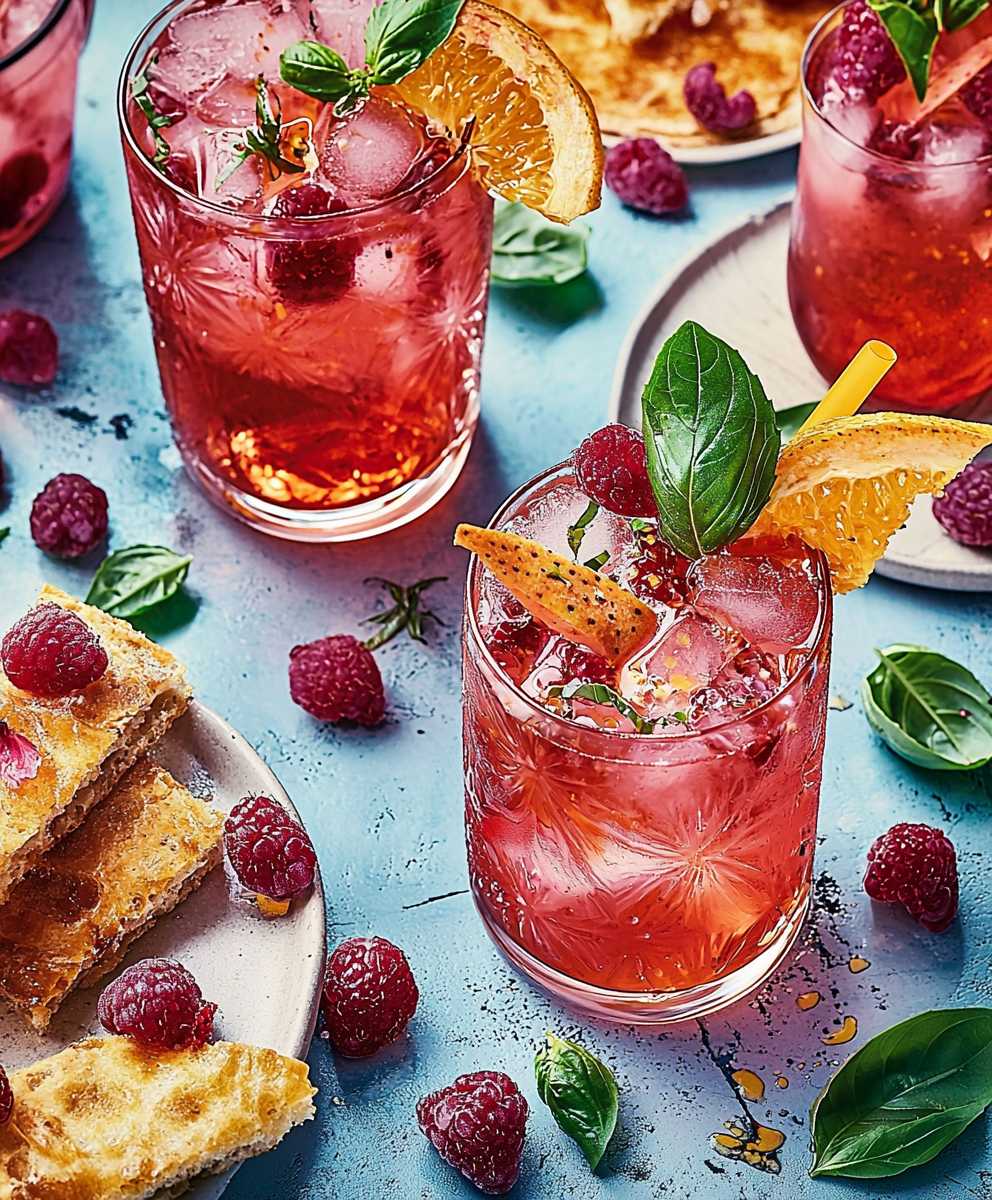 Hibiscus raspberry basil iced tea