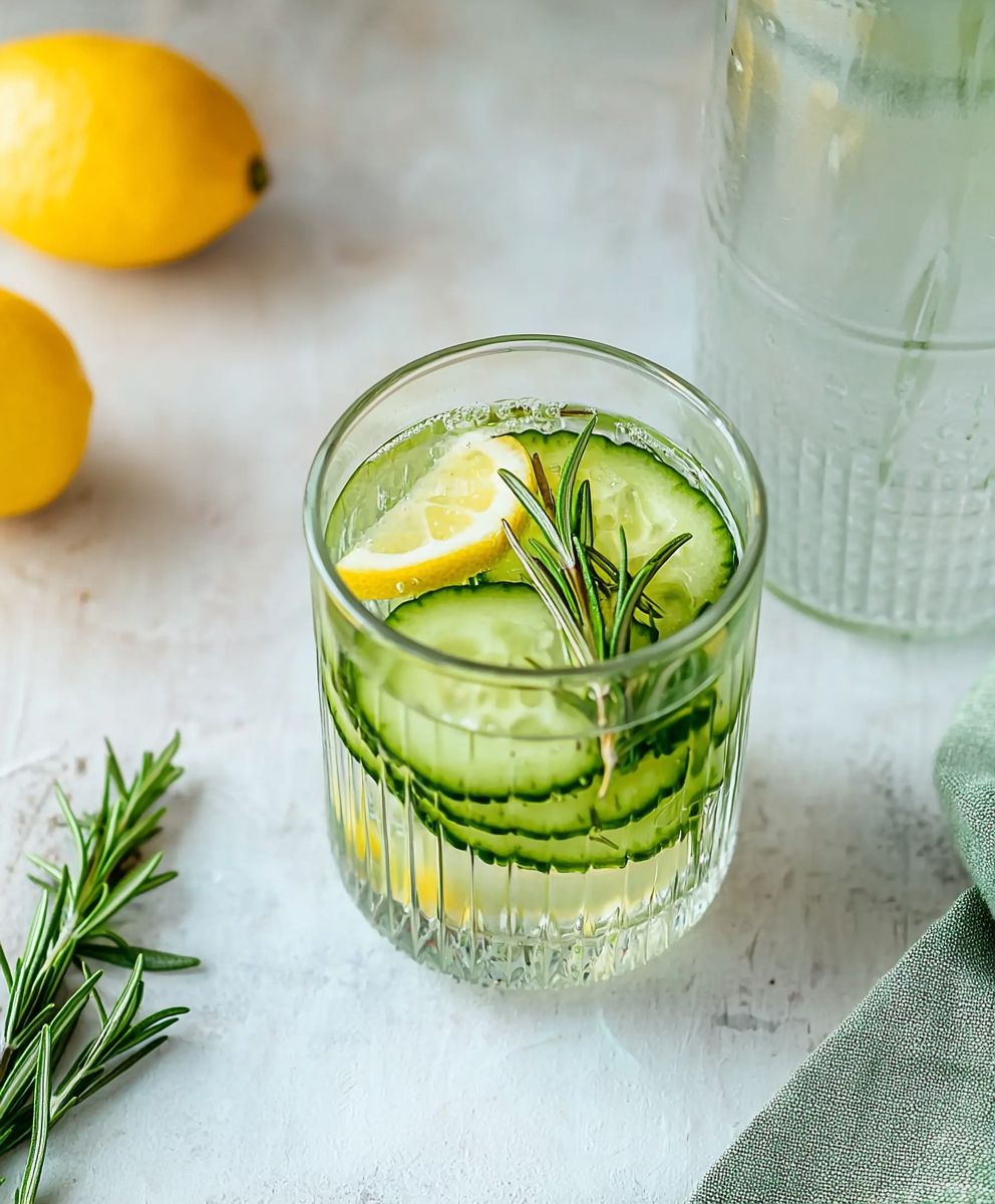 Detox water rosemary cucumber lemon