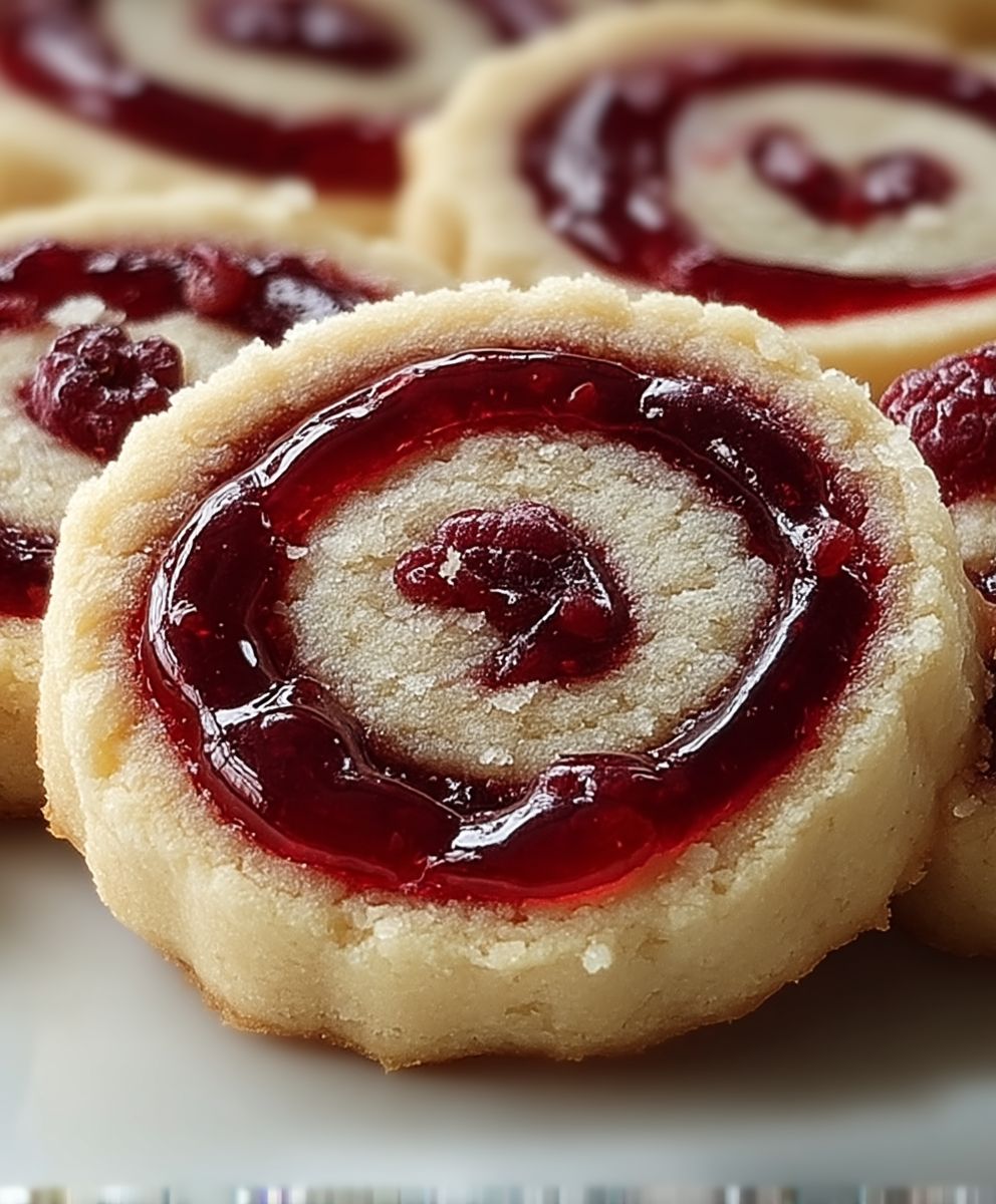 Raspberry swirl shortbread