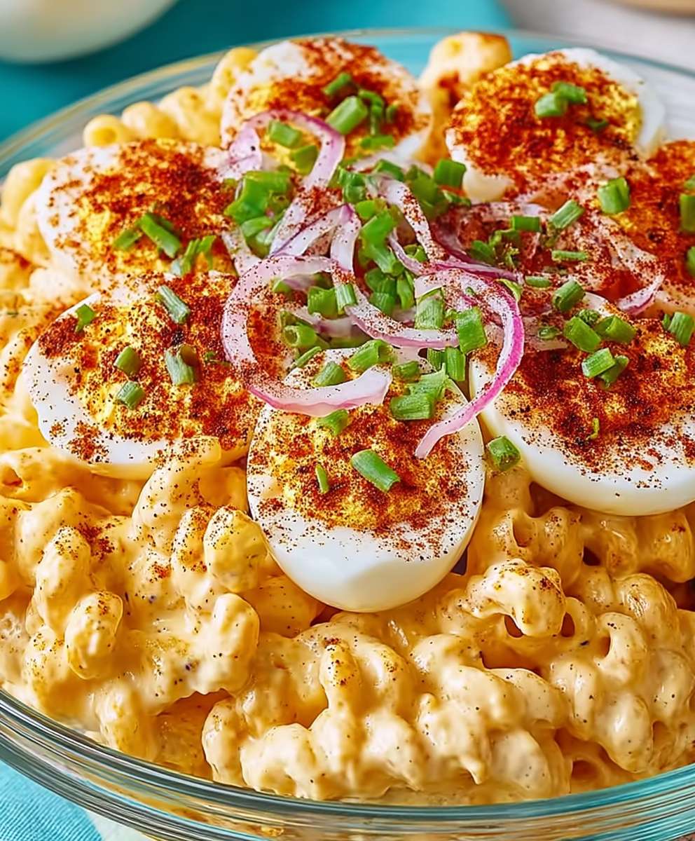 Deviled egg pasta salad