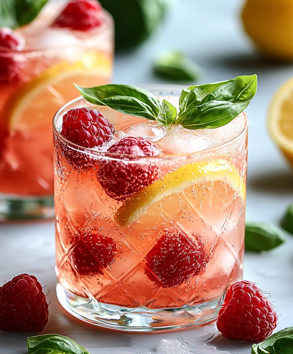 Raspberry Lemon Basil Drink