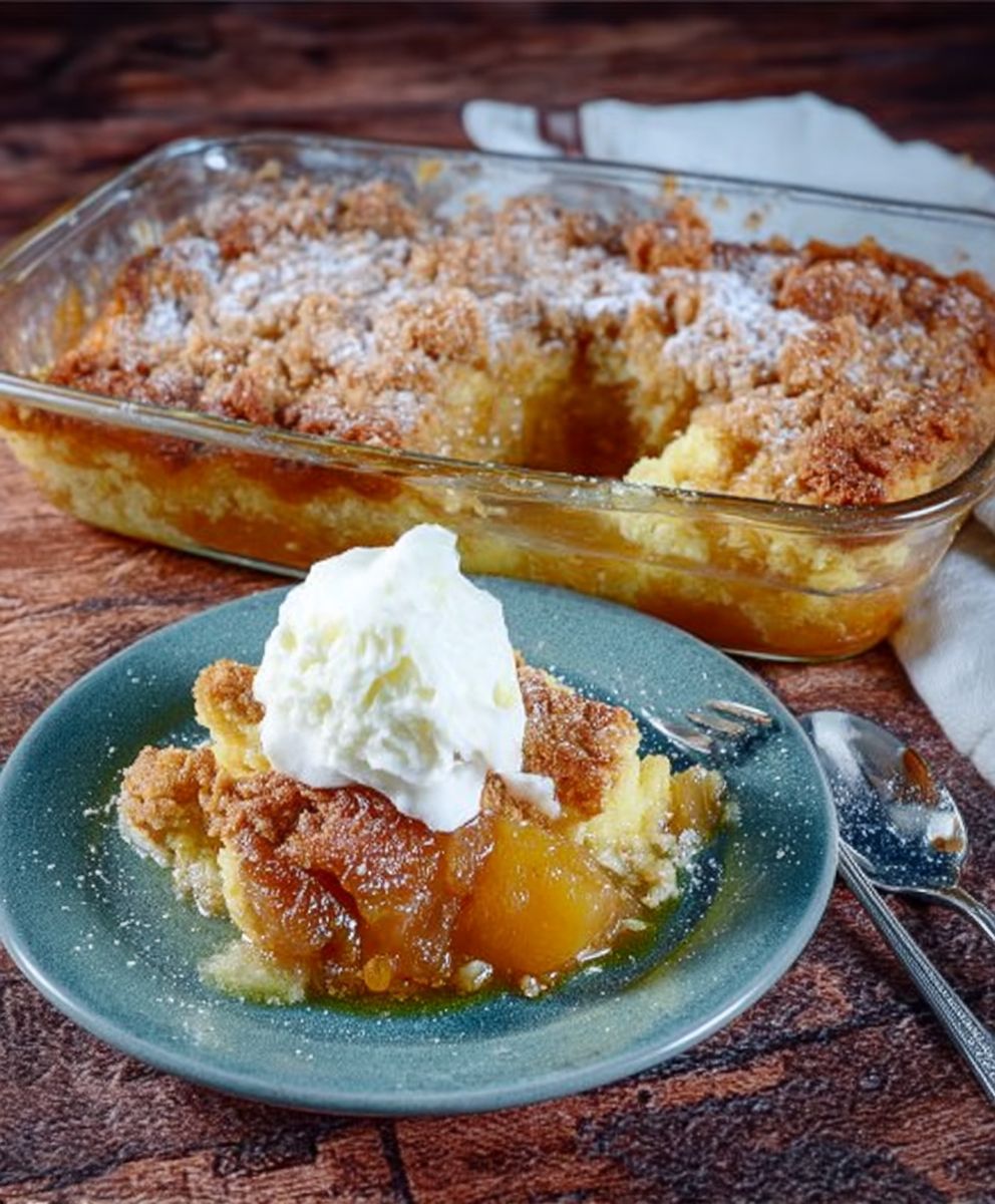 Gooey Butter Peach Cobbler