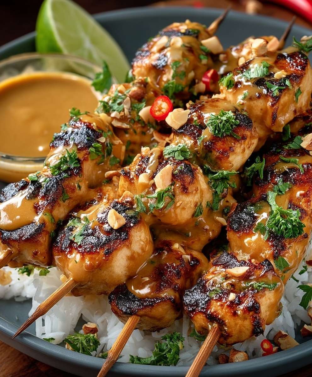 Peanut Chicken Skewers