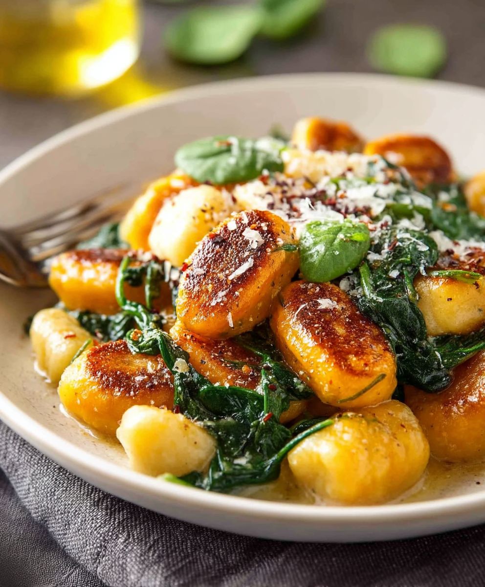 Pan Fried Gnocchi Pumpkin Spinach