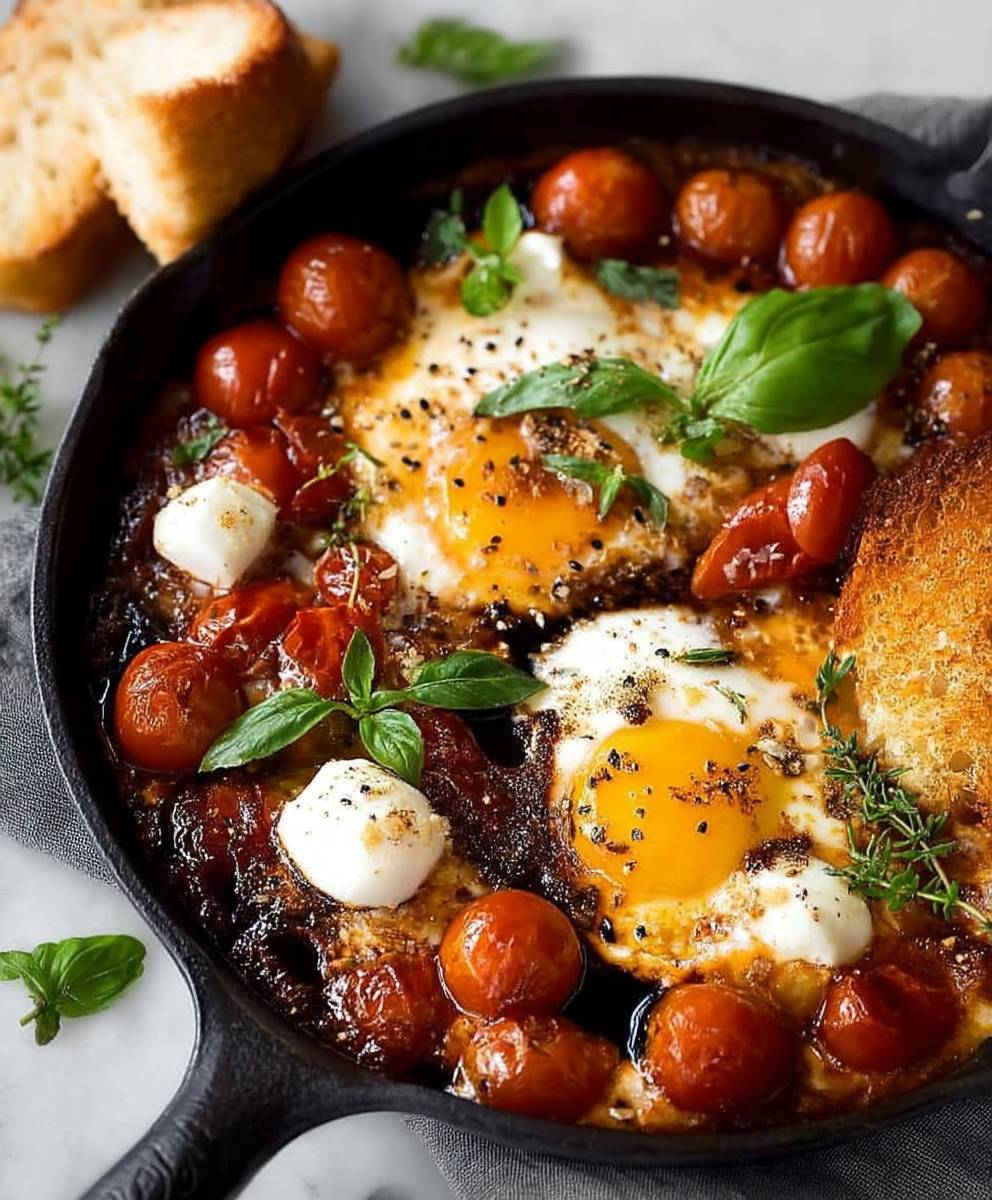 Caprese baked eggs