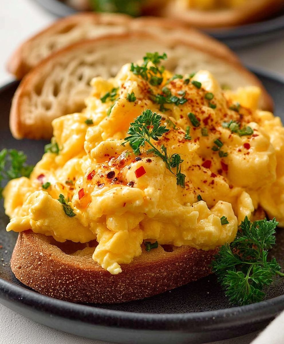 Scrambled eggs breakfast