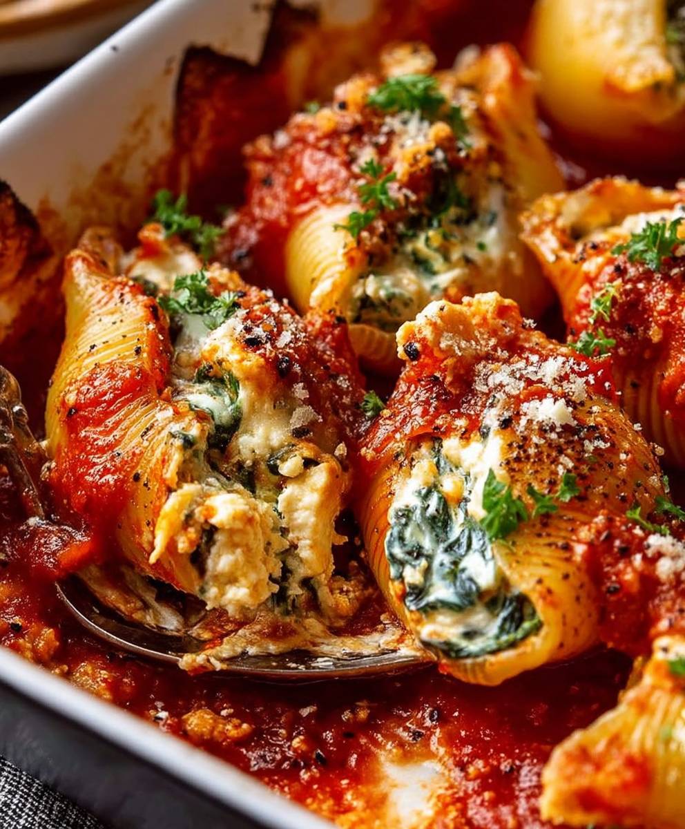 Spinach ricotta stuffed shells