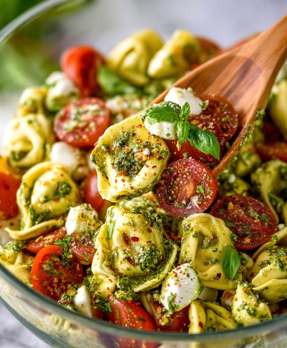 Pesto tortellini pasta salad