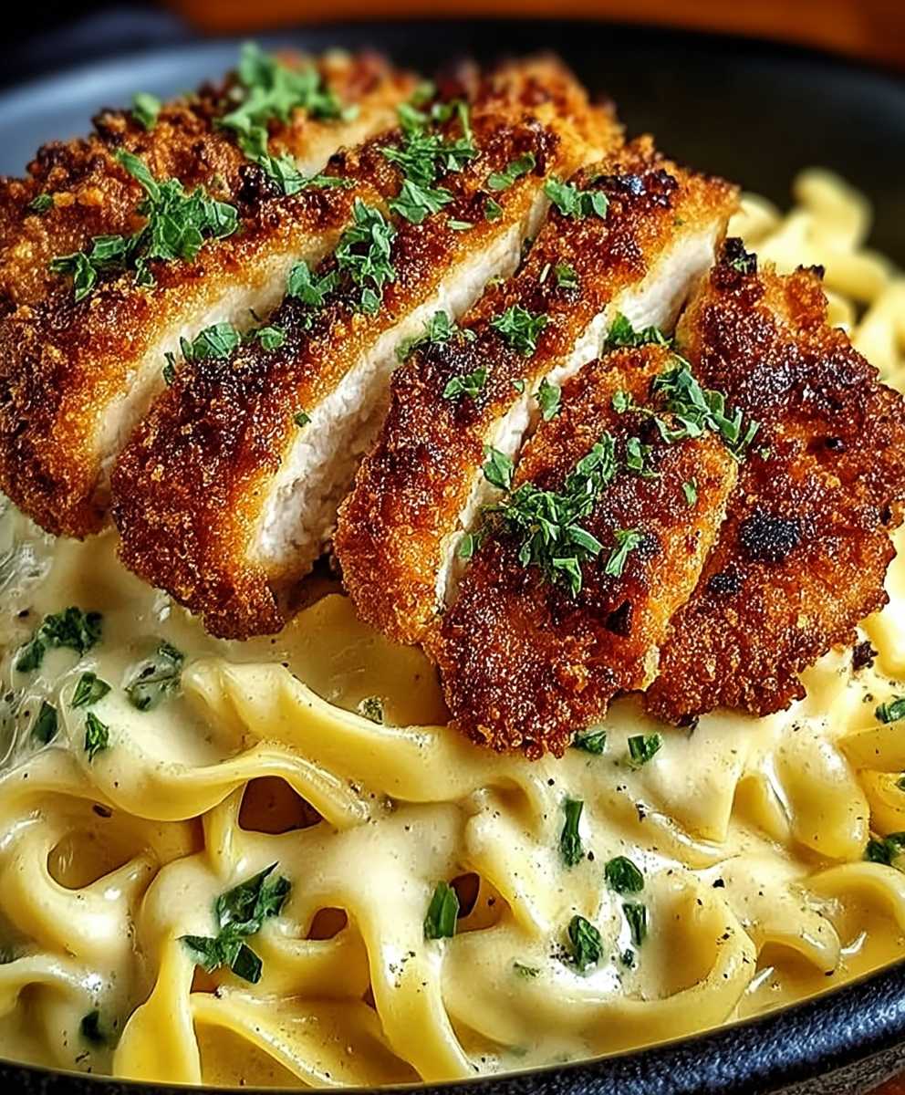 Crispy chicken creamy pasta