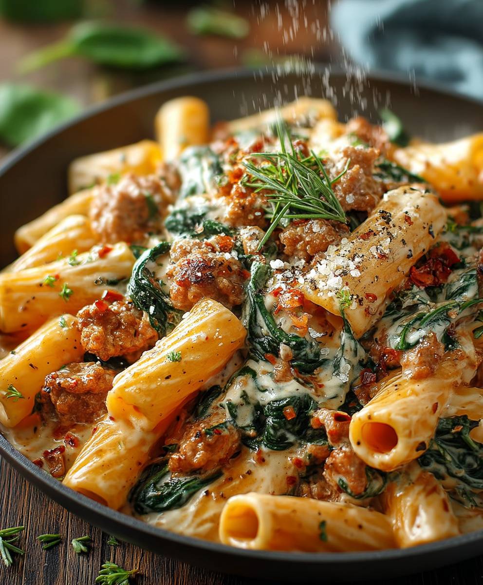 Sausage spinach rigatoni
