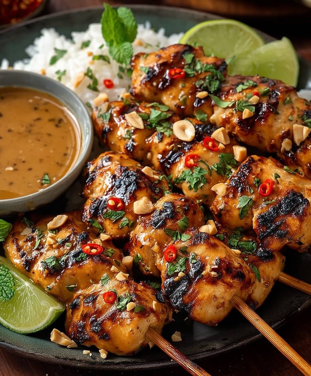 Peanut Chicken Skewers