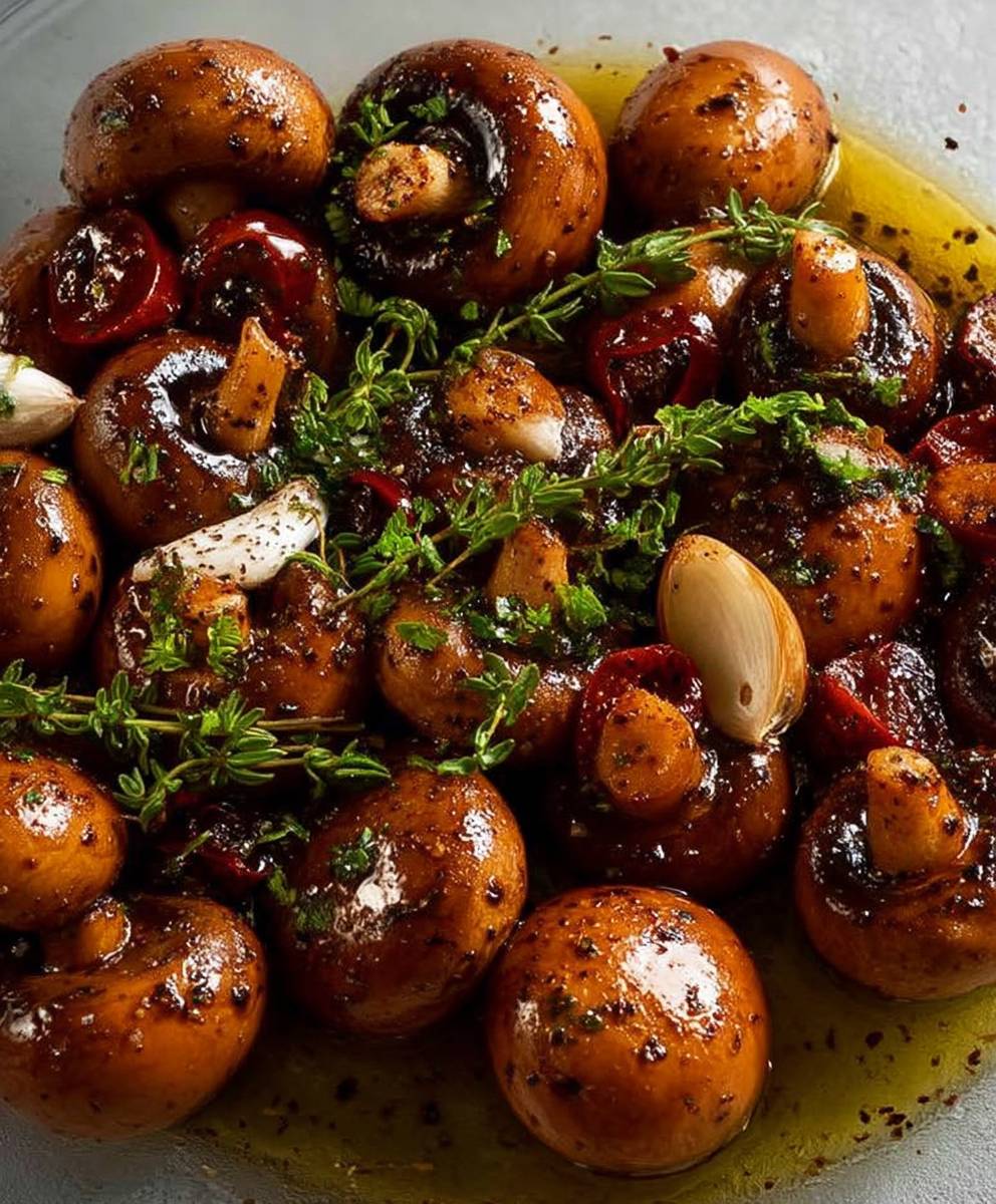 Balsamic marinated mushrooms