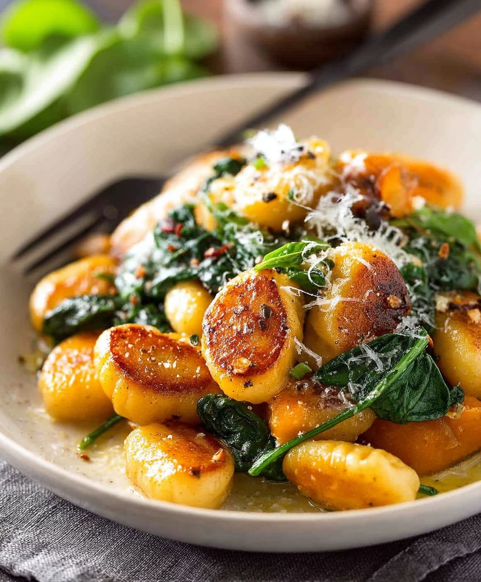 Pan Fried Gnocchi Pumpkin Spinach