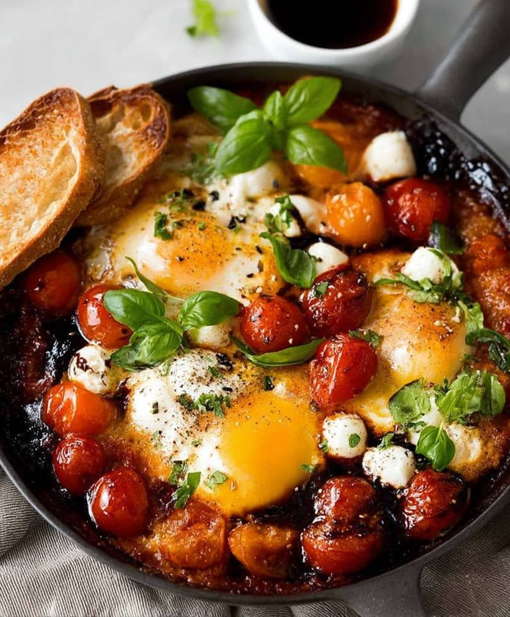 Caprese baked eggs