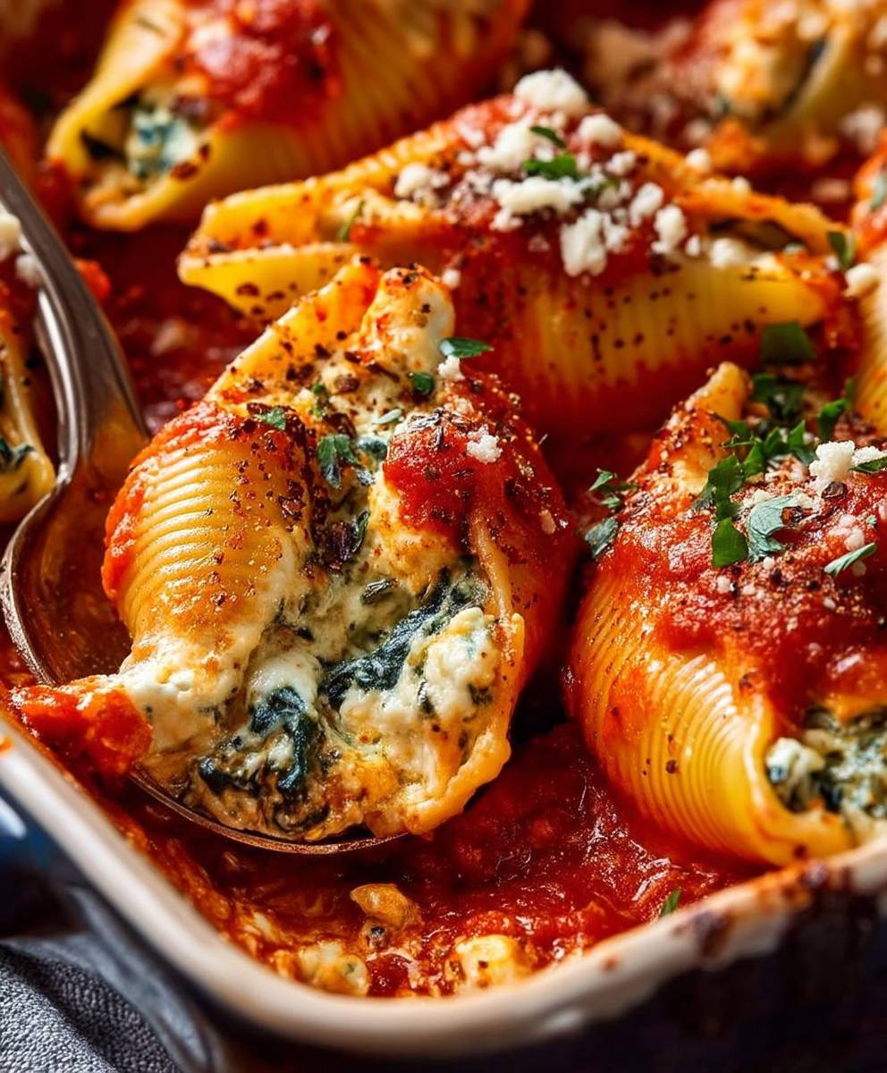 Spinach ricotta stuffed shells