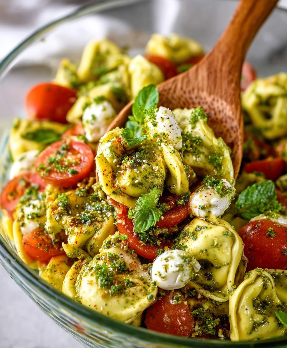 Pesto tortellini pasta salad
