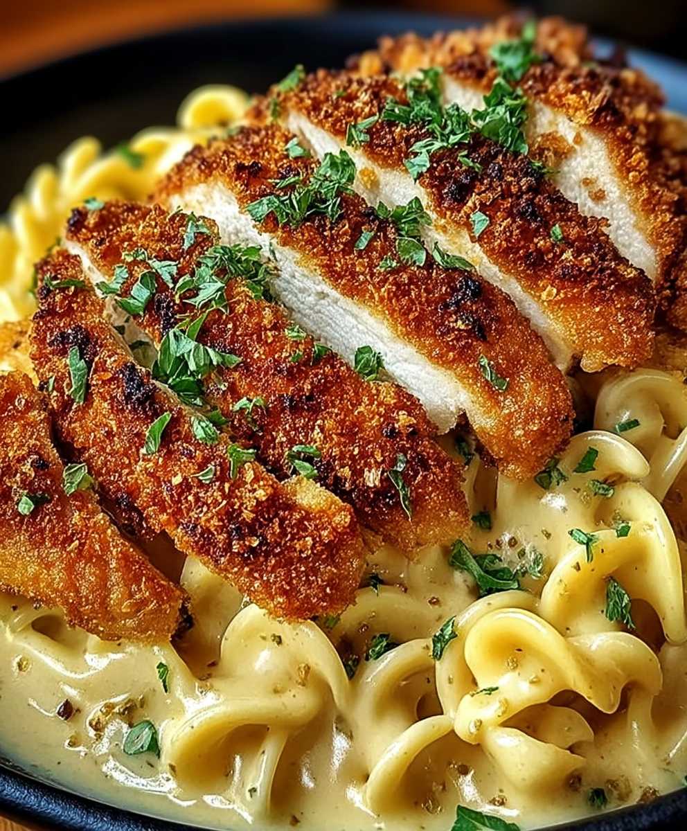 Crispy chicken creamy pasta