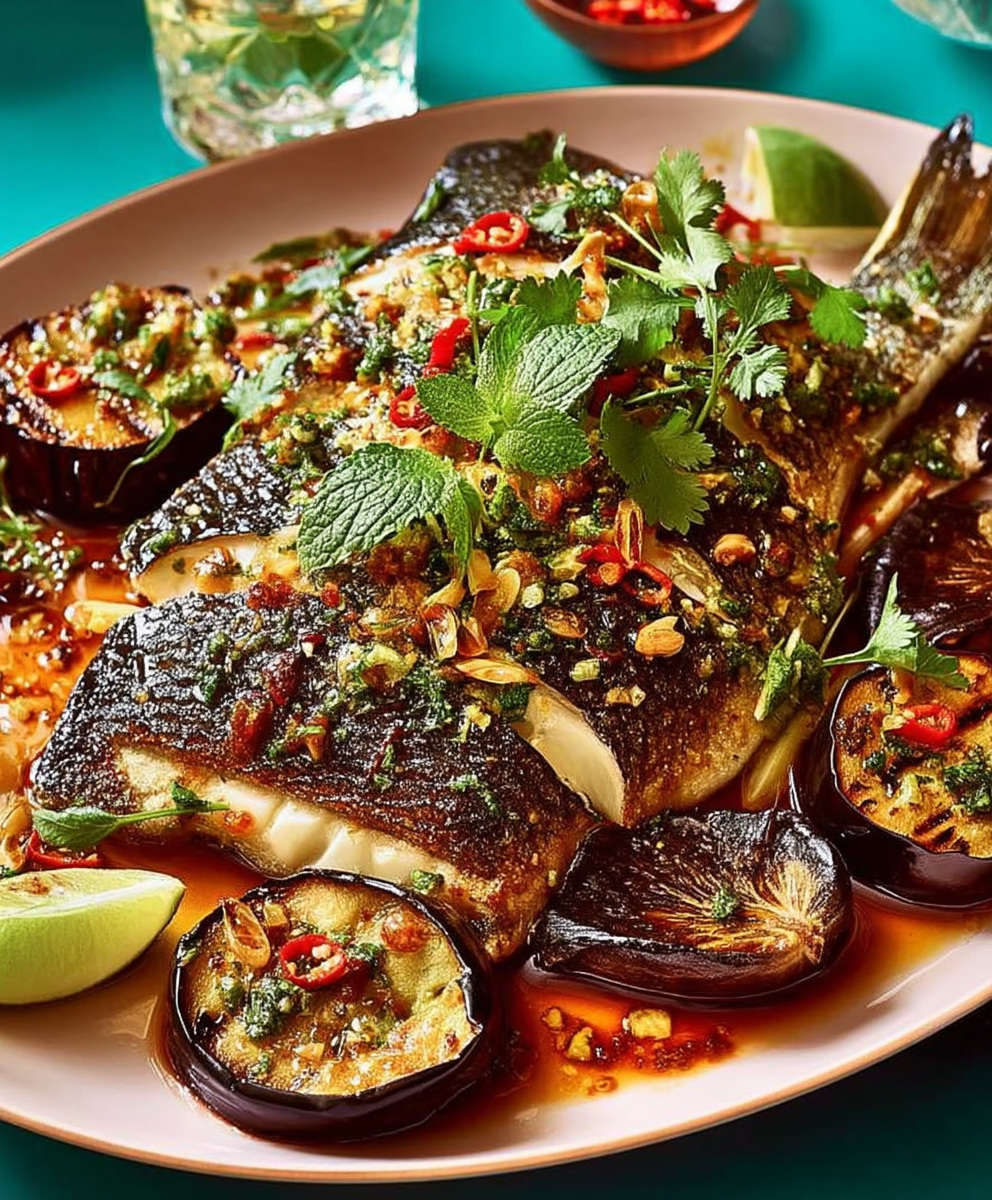 Salt baked bream