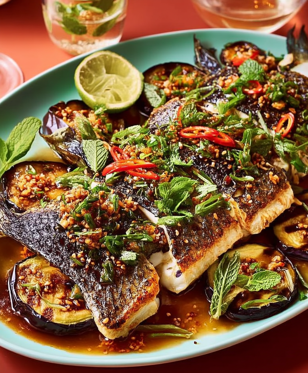 Salt baked bream