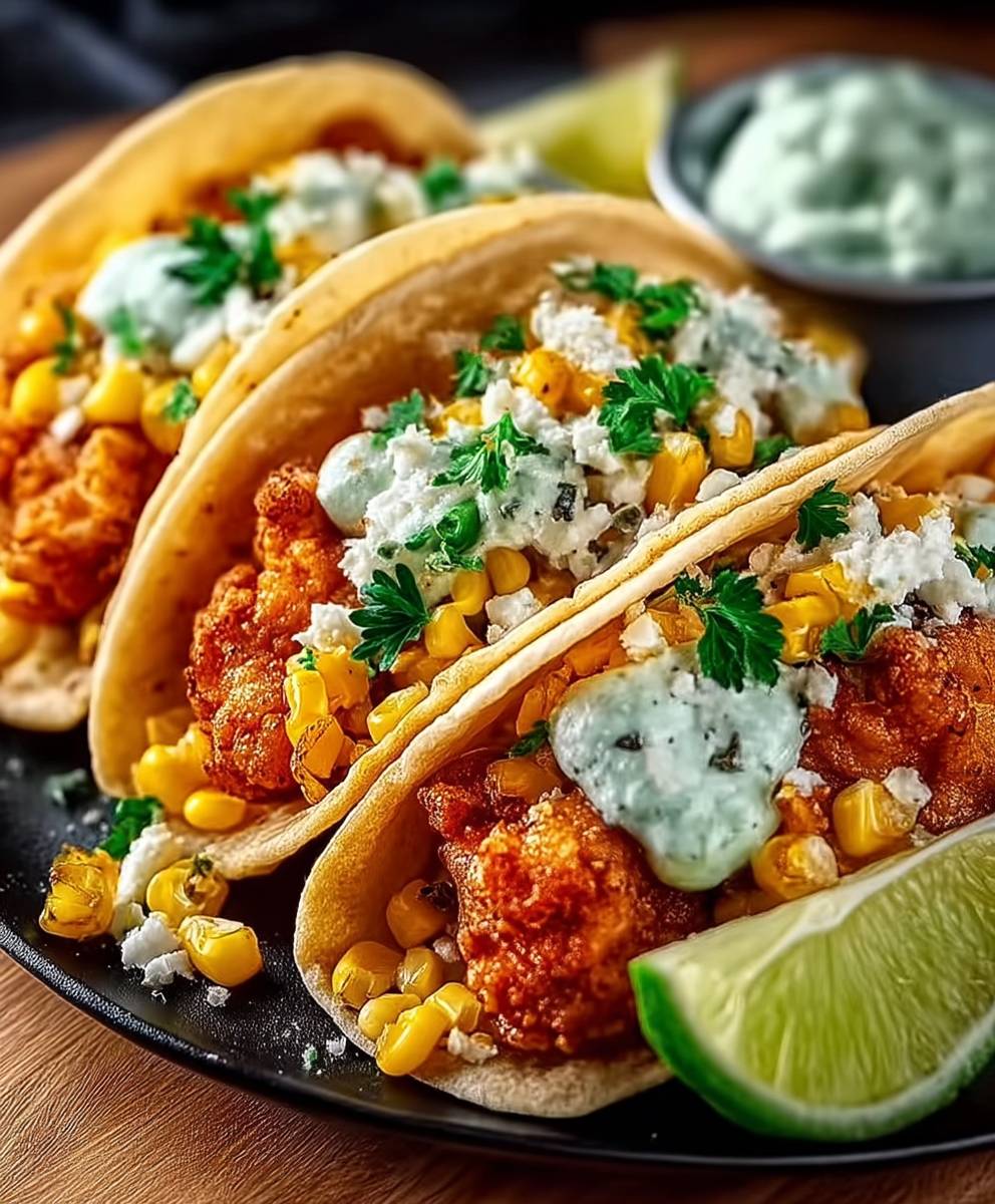 Fried Chicken Street Corn Tacos